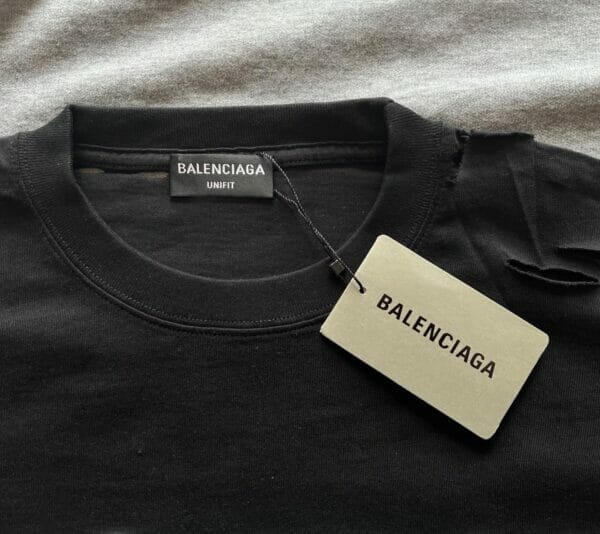 BALENCIAGA Ripped Oversized Logo-print T-shirt
