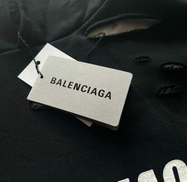Balenciaga Logo-Print Distressed Hooded Sweatshirt