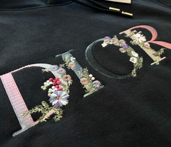 Dior Flowers Embroidered Hoodie Black (On Hand)