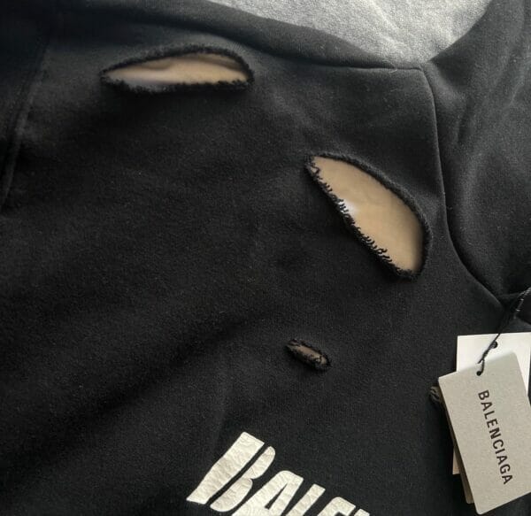Balenciaga Logo-Print Distressed Hooded Sweatshirt