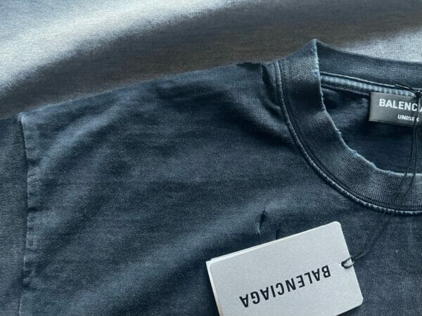 BALENCIAGA Black Distressed Logo-print T-shirt (On Hand)