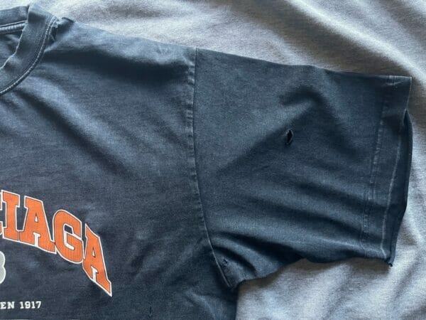 BALENCIAGA Black Distressed Logo-print T-shirt (On Hand)