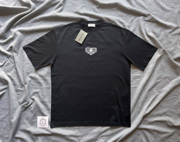 Balenciaga BB Paris Icon Medium Fit T shirt Black White Logo On Hand Hypedstreetgear Apparel