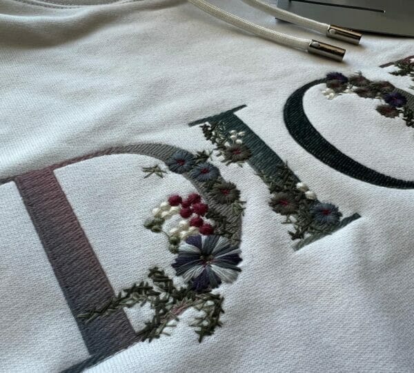 Dior Flowers Embroidered Hoodie White