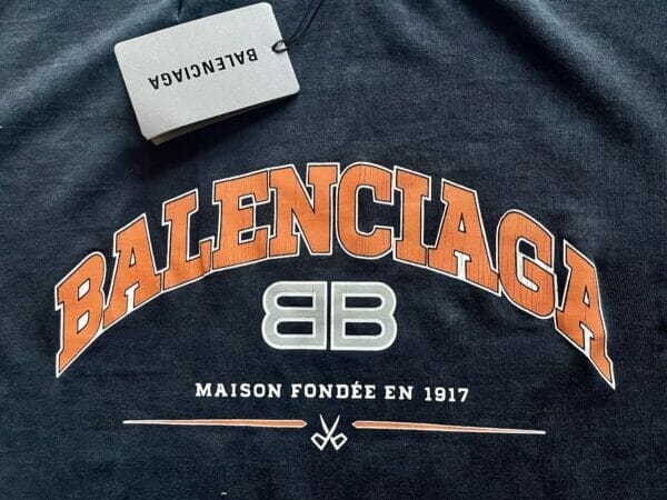 BALENCIAGA Black Distressed Logo-print T-shirt (On Hand)