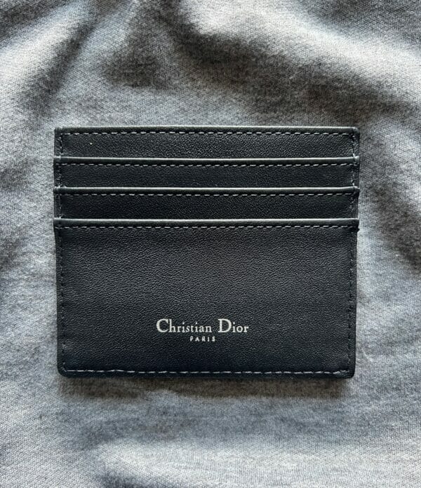 Beige and Black Oblique Jacquard Card Holder