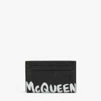 Alexander McQueen Graffiti-print leather card holder