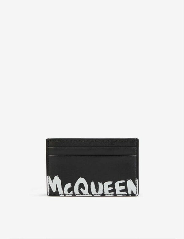 Alexander McQueen Graffiti-print leather card holder