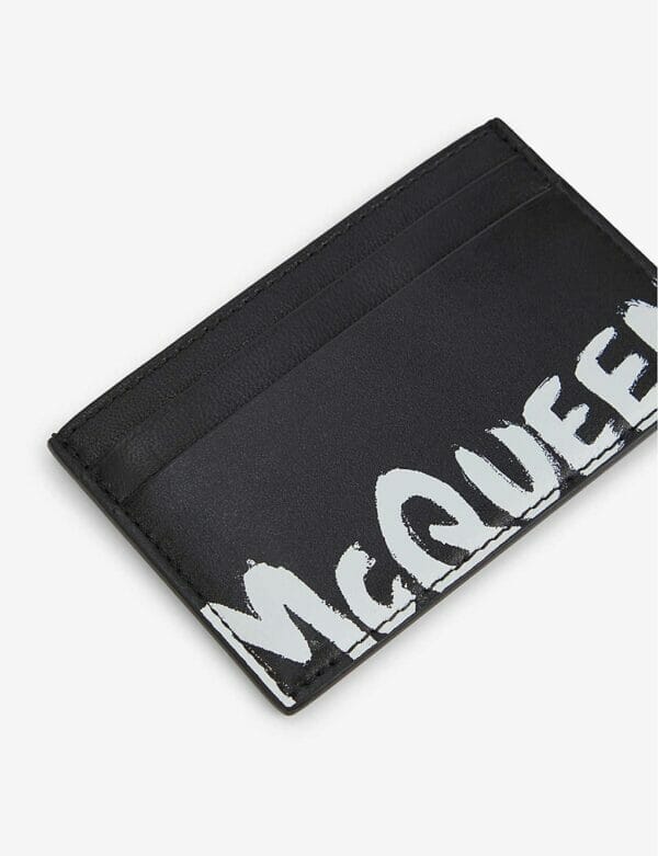 Alexander McQueen Graffiti-print leather card holder