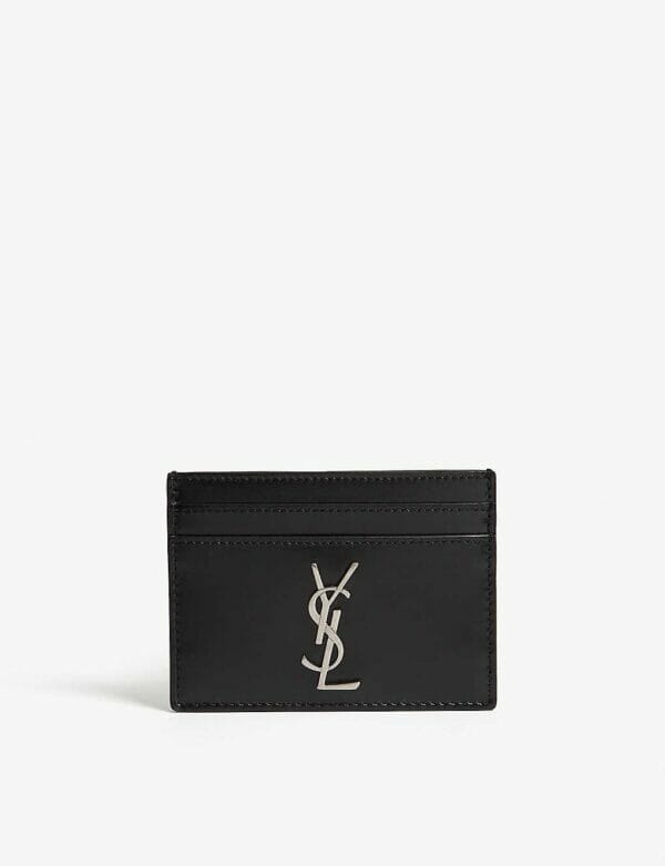 Saint Laurent Brand-plaque leather card holder
