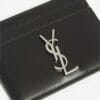 Saint Laurent Brand-plaque leather card holder