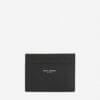 Saint Laurent Branded pebbled leather card holder