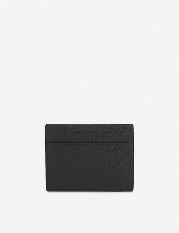 Saint Laurent Branded pebbled leather card holder