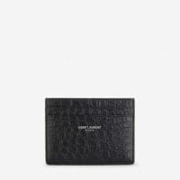 Saint Laurent Branded crocodile-embossed leather card holder
