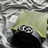 Gucci GG Supreme and Leather Double G Belt