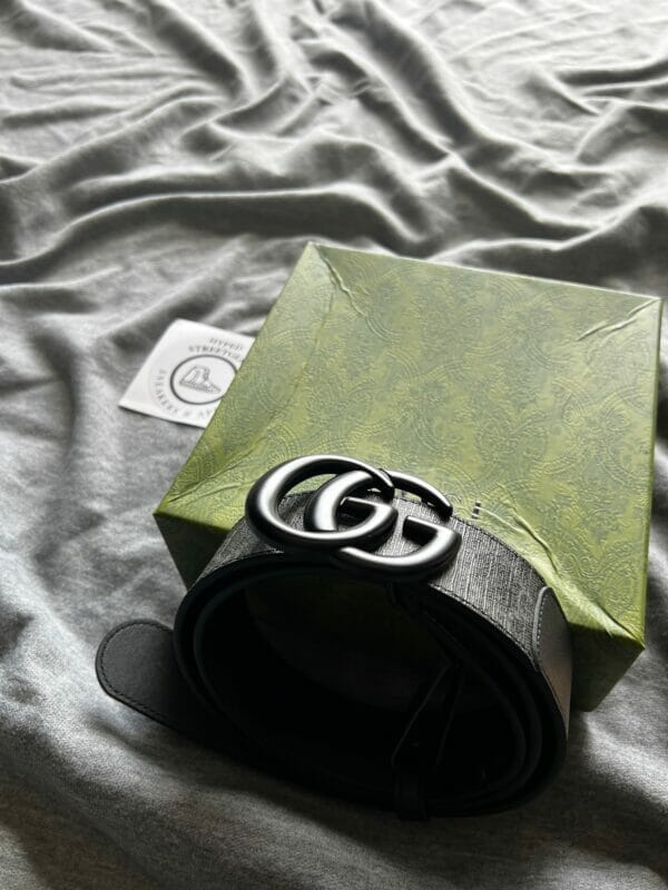 Gucci GG Supreme and Leather Double G Belt