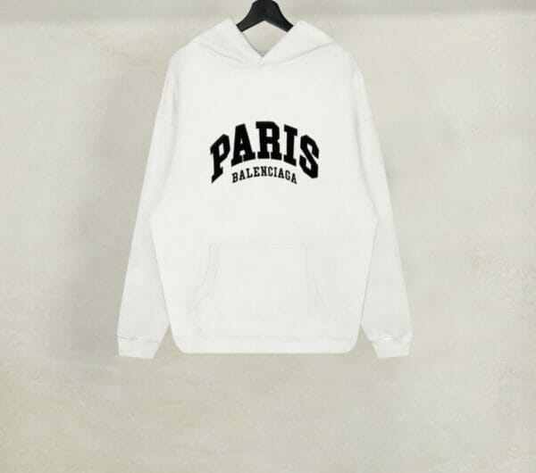 Balenciaga Embroidered Paris Logo Hooded Sweatshirt
