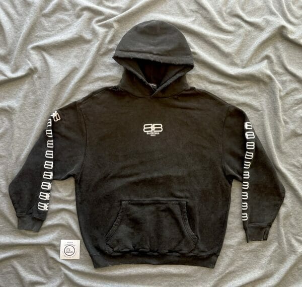 Balenciaga BB Distressed Paris Icon Hoodie