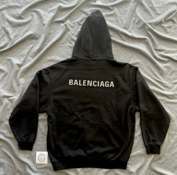 Balenciaga Diamanté Logo Print Hooded Sweatshirt