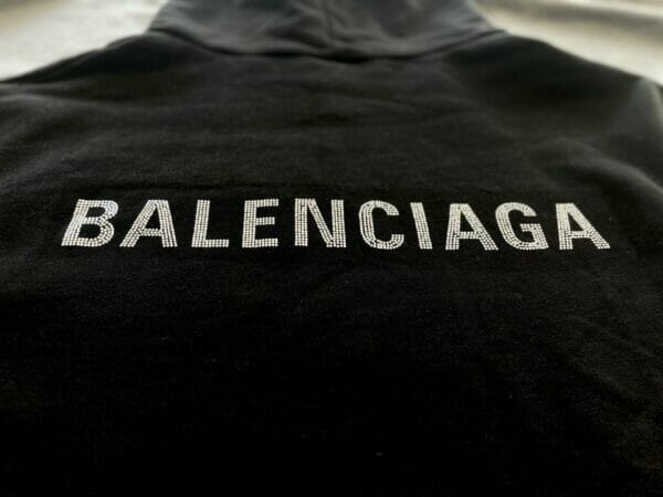 Balenciaga Diamanté Logo Print Hooded Sweatshirt