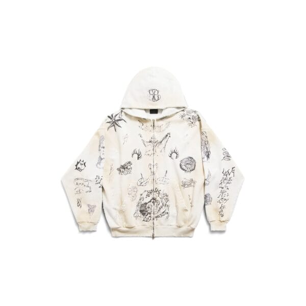 Balenciaga Zip-up Hooded Sweatshirt